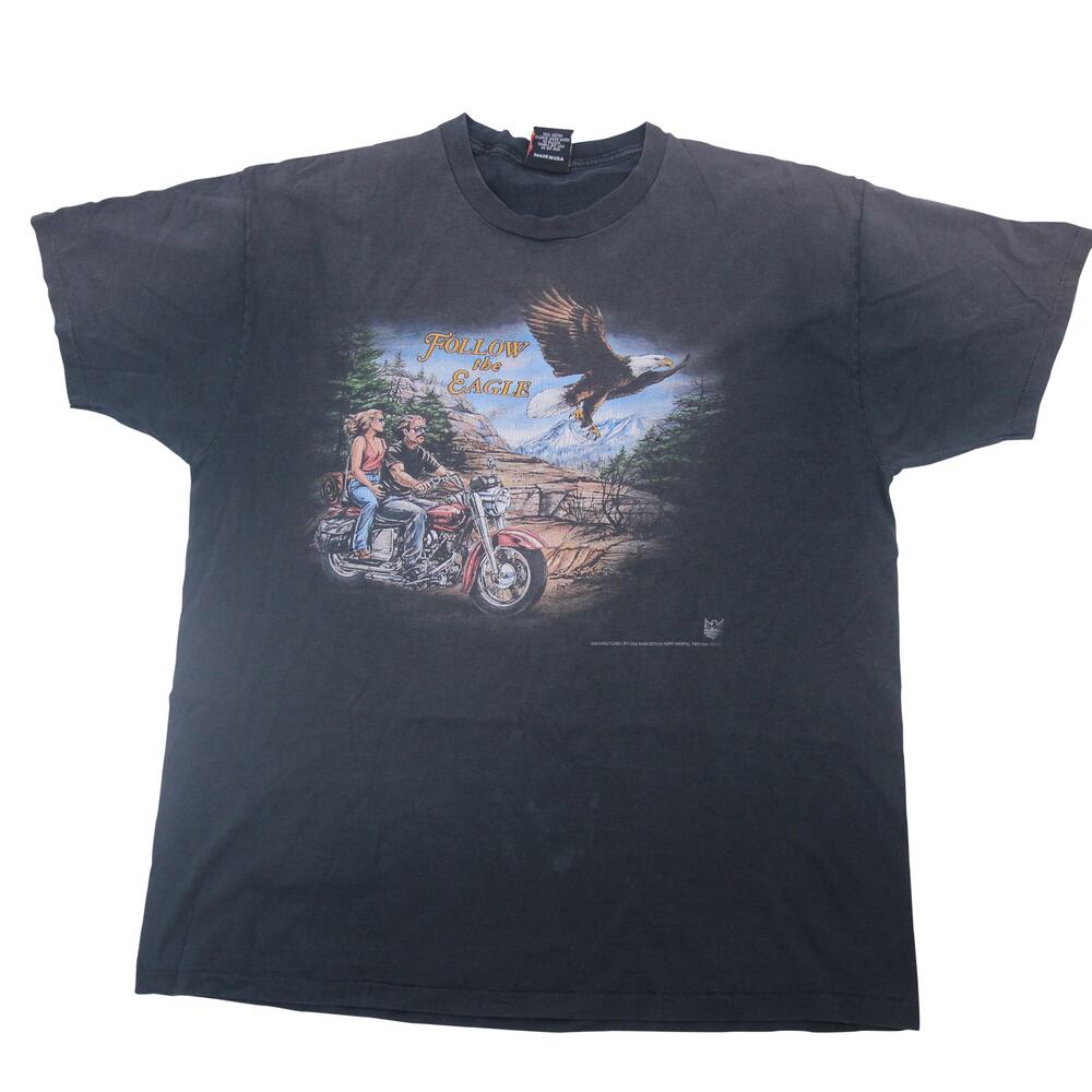 Vintage 3D Emblem "Follow the Eagle" Graphic T Shirt
